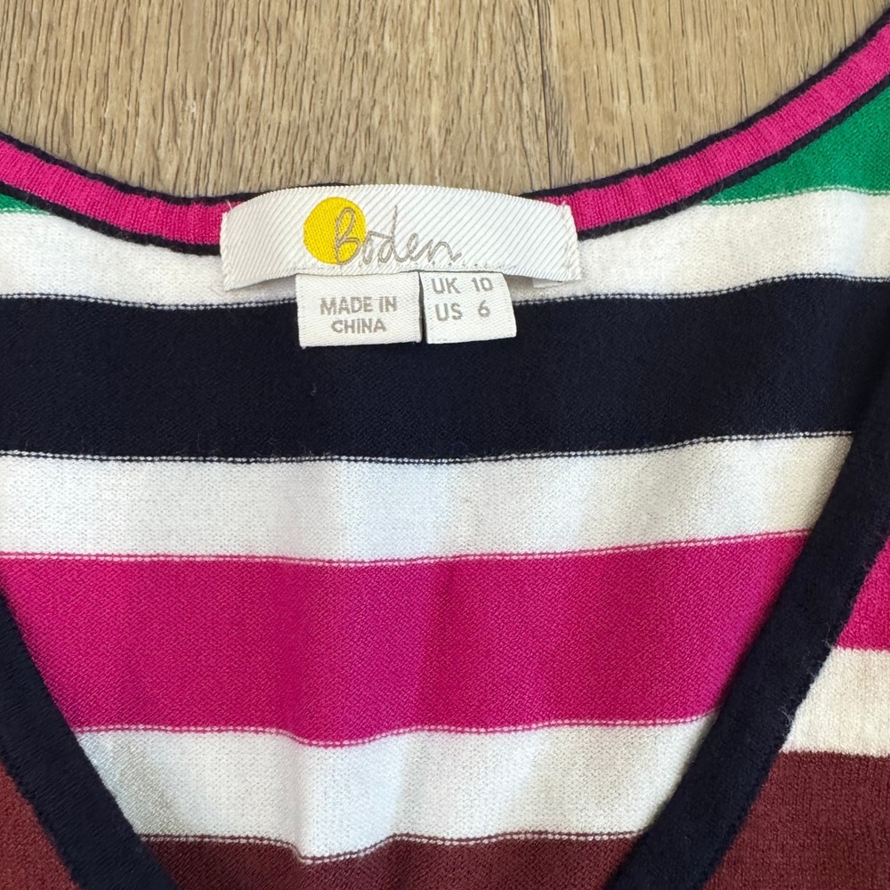 Boden Gracie Stripped Knit Multi Color Fit and Flare V-Neck Midi Dress US 6 - Picture 10 of 10